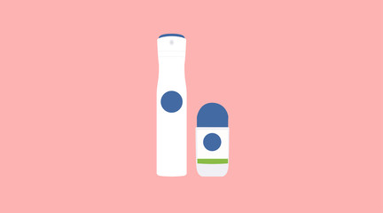 Vector Islated Illustration of Deodorant, Spray and Rollon