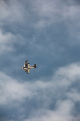 Display of a flying aeroplane in blue sky