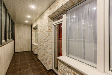 Russia, Moscow- November 20, 2019: interior room apartment modern bright cozy atmosphere. general cleaning, home decoration, preparation of house for sale. balcony with street view