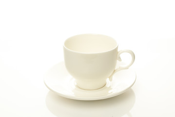 mug and saucer on a white background