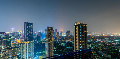Fototapeta na wymiar Skyscraper Building Viewpoint At Night