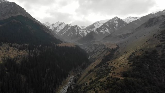 Ala Archa National Park in Autumn with some snow on the peaks