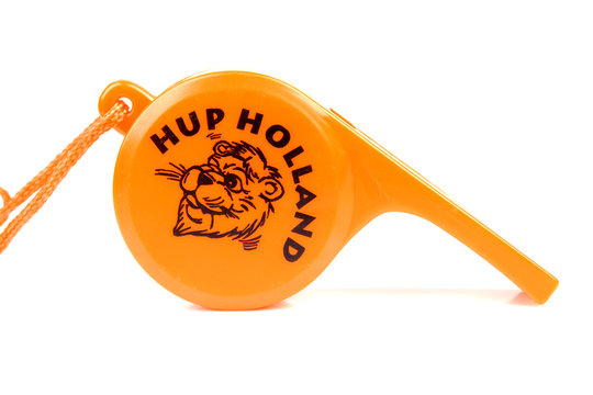 Orange flute with Go Holland over white background