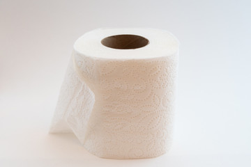 A roll of toilet paper isolated on a white background