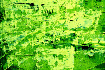 Abstract art background. Acrylic painting. Fragment of the canvas. Green texture. Modern Art.