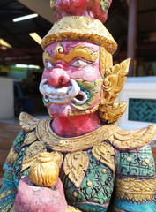 The Demon Guardian statue at Wat Yai Chaya Mongol in Ayutthaya, Thailand. 