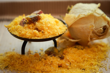 
bright yellow bath salt for body beauty