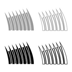 Sharp dorsal fin icon outline set black grey color vector illustration flat style image