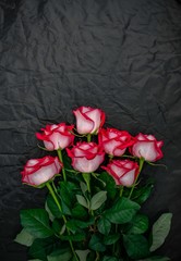 bouquet of red roses  on a black background