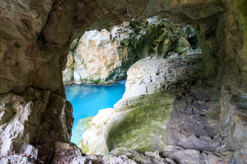 Canyon and sources of the Sammaro river. Cilento, Salerno, Campania, Italy