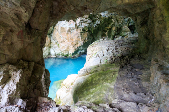 Canyon and sources of the Sammaro river. Cilento, Salerno, Campania, Italy