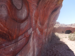 colorful sandtones in Petra, Jordan, abstract background with space for text