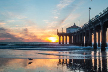 Winter sunset in Manhattan Beach, CA