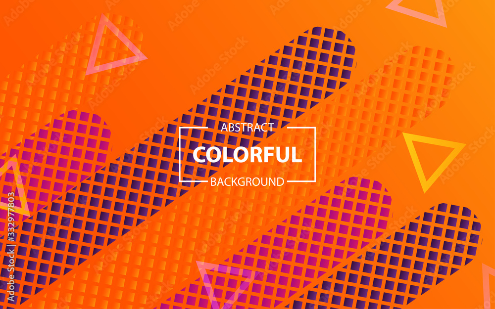 Poster minimal geometric abstract background with dynamic purple and orange color composition. trendy gradi