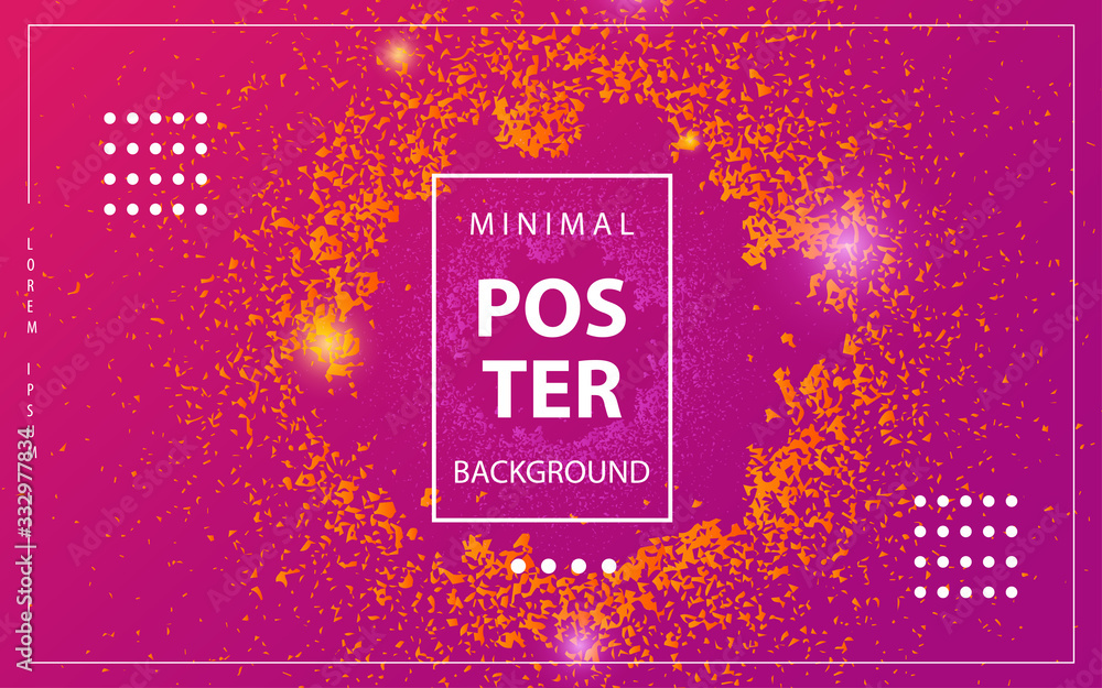Poster minimal geometric abstract background with dynamic purple and orange color composition. trendy gradi