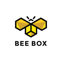 Bee Hexagon Logo Design Vector 