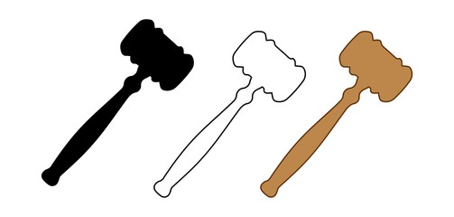 Gavel icons vector set isolated on white background