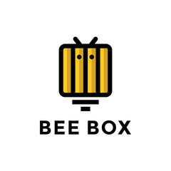 Bee Box Yellow Logo Design Vector