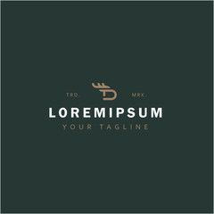 letter D and deer head logo design