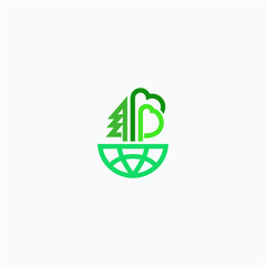 nature world line art logo design