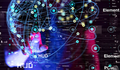 cloud connected to many objects on a virtual screen.