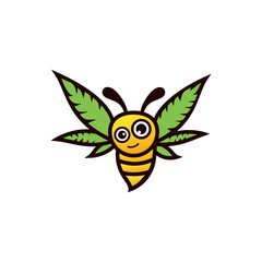 Cannabis Honey Bee Logo Design Vector. 