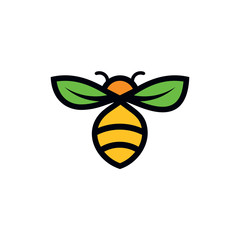 Bee Cute Logo Design Vector Graphic.