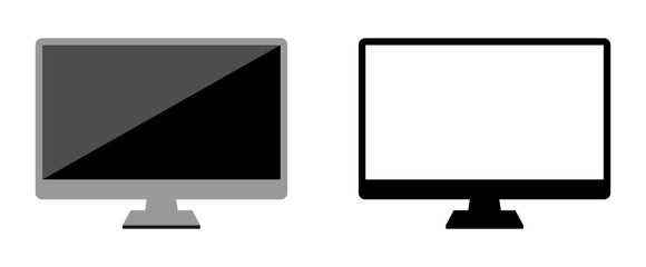 LCD TV Monitor Vector Isolated on White