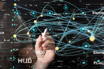 cloud connected to many objects on a virtual screen.