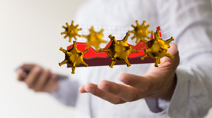 Financial stock graph has down from virus corona outbreak..