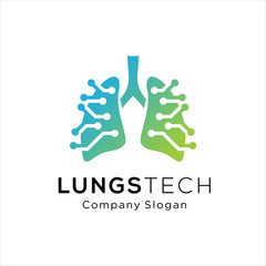 lungs technology logo design vector, respiratory system logo designs, lungs tech Idea logo design inspiration