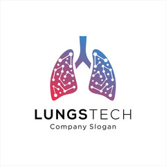  lungs technology logo design vector, respiratory system logo designs, lungs tech Idea logo design inspiration 