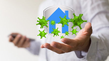 Coronavirus outbreak. stay at home stay safe. keep calm and work from home. 3d.