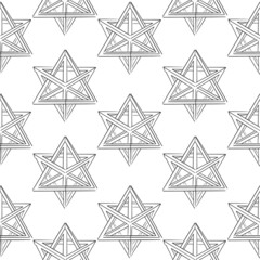 Seamless vector geometry pattern with isolated sketched outline volume triangles. Endless texture can be used for wallpaper, pattern fills, web page background, surface textures