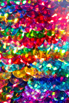 Close-up of multi-colored sequins