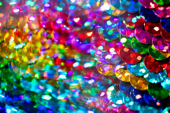 Close-up of multi-colored sequins