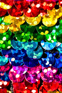 Close-up of multi-colored sequins