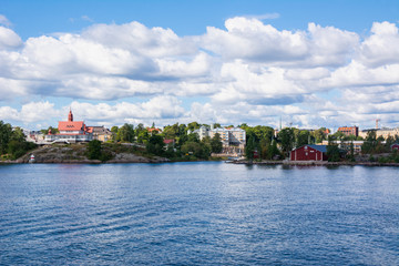 View to the Helsinki, island Luoto and Gulf of Finland in summer, Finland
