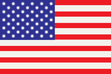 Vector illustration of the USA flag with a Covid-19 virus cells instead of stars. Banner on the theme of coronavirus infection and the epidemic in America. A global pandemic