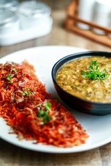 Sai bhaji with onion pulav