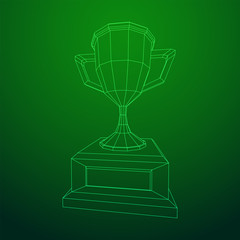 Fototapeta na wymiar Winner trophy cup. Award concept. Wireframe low poly mesh vector illustration