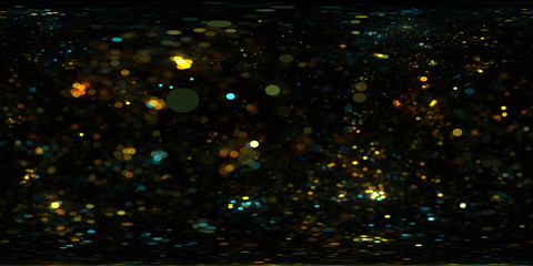 360 degree abstract bokeh lights, equirectangular projection, environment map. HDRI spherical panorama