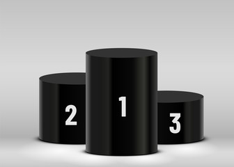 Stage Podium Scene for Award Ceremony illuminated with spotlight. Award ceremony concept. Stage backdrop.