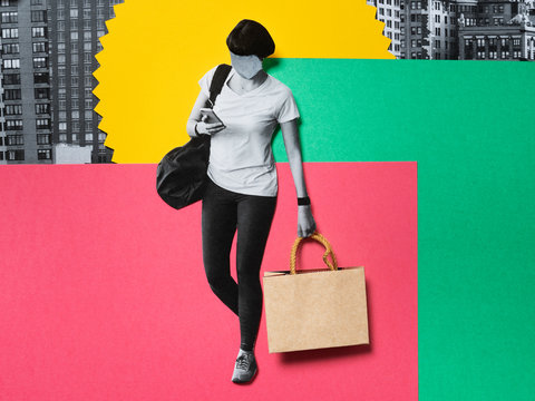 Woman with shopping in the city