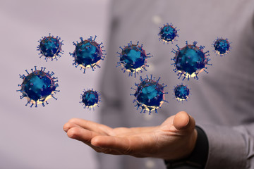 Group of virus cells. 3D illustration of virus cells.