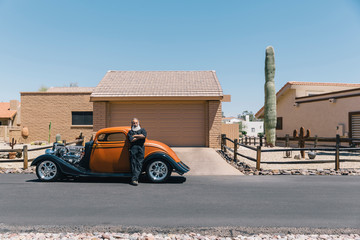 Senior Lifestyle Image of Senior Man showing off his new Car