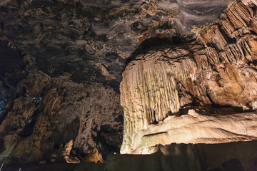 Wide angle view inside the Cango caves near the town of Oudtshoorn in the Western Cape of South Africa