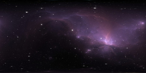 360 degree stellar system and glowing nebula. Panorama, environment 360 HDRI map. Equirectangular projection, spherical panorama