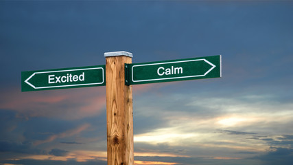 Street Sign Calm versus Excited