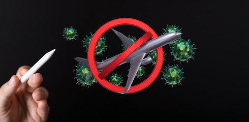 travel with plane prohibited warning sign
